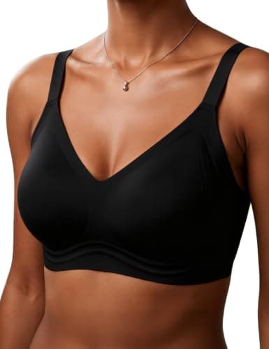 Yashelle Women Wireless Minimizer Bras Full Coverage Jelly Bra Black - Image 1