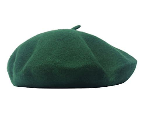 AIYUE Women Men Warm Beanie Hat Solid Color Wool French Beret Artist Painter Fancy Dress Costumes Dark Green Dark Green 10.6 in - Image 1