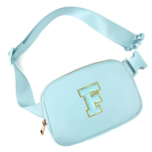 Gitus Gifts for 8 9 10 11 12 Year Old Girls Belt Bag Fanny Pack Crossbody Bags with Initial Letter Patch Cute Stuff Birthday Gifts for Teen Girls Women Personalized Trend Stuff (Icing Blue-F) - Image 1