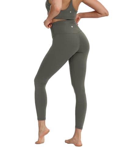 MXYMXY 25" High Waist Yoga Pants for Women – Quick Dry Sculpting Leggings Tummy Control Squat Proof Hidden Pocket for Running Grey Sage - Image 1