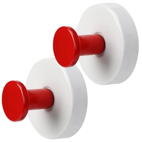 Supopular Reusable Heavy Duty Suction Cup Hooks for Kitchen/Bathroom/Shower - Wet-Proof Hooks for Towels, Robes, Loofah&Wreaths/No Drill Mounting on Glass, Tile, Metal (2, Red White) - Image 1