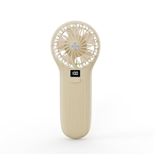 LAMJIE Portable Handheld Fan with LED Display, 5000mAh Rechargeable Battery, 3-Speed Touch Control, Plastic Desktop Fan for Home Office, Modern Creativity Design, (YELLOW) - Image 1