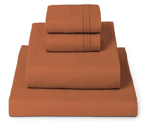 Mellanni California King Sheets Set - 4 PC Iconic Collection Bedding - Hotel Luxury, Extra Soft, Cooling Bed Sheets - Wrinkle, Fade, Stain Resistant (Cal King, Terracotta) - Image 1