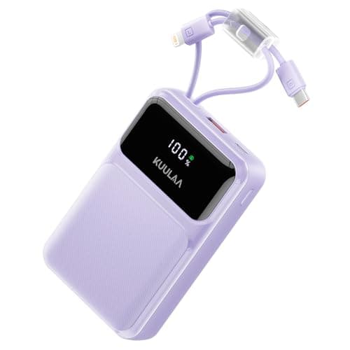 Kuulaa Portable Charger with Built in Cables 20000mAh, Travel Power Bank with LED Display, 22.5W Fast Charging Battery Pack for iPhone 17 16 15 14 13 12 Android, Purple - Image 1