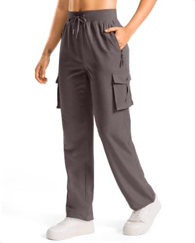 Soothfeel Women's Lightweight Hiking Cargo Pants with 6 Pockets 29" Quick Dry Travel Pants Casual Safari Jogger Outdoor, Teal Leaf Grey, XL, - Image 1