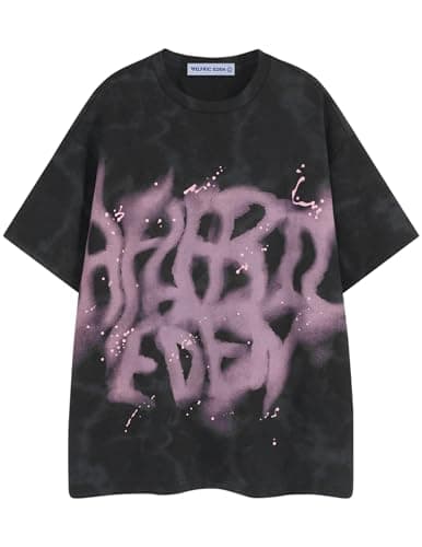 Aelfric Eden Mens Graphic Tee Shirts Oversized Baggy Loose Cotton T-Shirt Streetwear Casual Summer Y2k Shirt Black Pink - Image 1