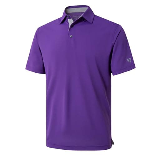 M MAELREG Mens Pique Polo Shirts Short Sleeve Performance Moisture Wicking Quick Dry Casual Golf Shirts for Men Purple - Image 1