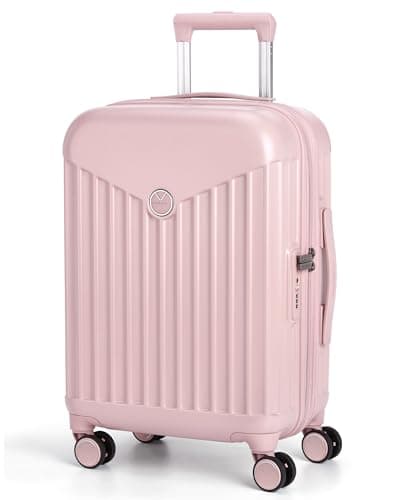 BAGSMART Hardside Expandable Luggage With Spinner Wheels, PC Lightweight Carry-On Luggage Airline Approved With TSA Lock, Durable Women Travel Suitcase Carry On 20 Inch, Pink - Image 1