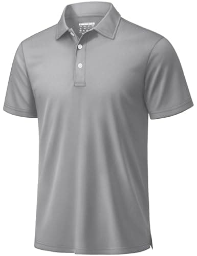 TACVASEN Mens Golf Shirt Dry Fit Mens Polo Shirts Short Sleeve Performance Golf Polos for Men with Collar Work Shirts Light Grey, S - Image 1