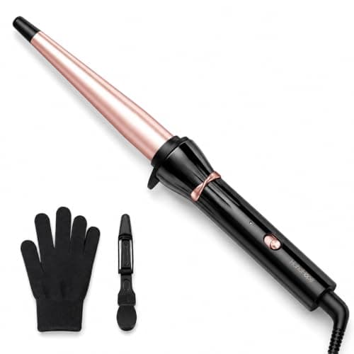 Hahahope Curling Wand 1/2–1 Inch Tapered Curling Iron, Ceramic Curling Wand Clamp-Free Hair Curler for Tight Curls, Beach Waves, Spiral & Ringlet Curls, Dual Voltage Travel Styling, 2 Heat Settings - Image 1