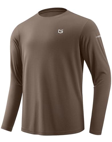 Men's Sun Protection Long Sleeve Shirts UPF 50+ Rash Guard Swim Lightweight Cooling UV SPF Shirt Fishing Workout Quick Dry Brown - Image 1