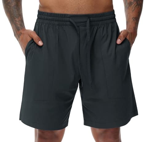 THE GYM PEOPLE Men's Running Shorts Lightweight Quick Dry Workout Shorts with Drawstring Zipper Pockets Charcoal Grey - Image 1