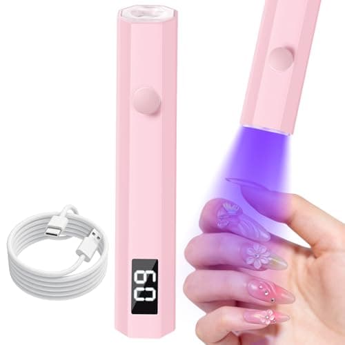 krofaue UV Nail Lamp, Handheld with LCD Display & 20/60s Timer,180mAh Rechargeable Nail Lamps for Gel Polish, Home DIY & Salon Use (Pink) - Image 1