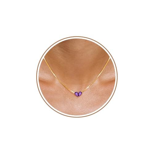 Btysun February Birthday Gifts for Women, Valentines Gifts for Her Dainty Gold Necklace with Amethyst Birthstone Necklace Trendy Stuff Stocking Stuffers for Teens - Image 1