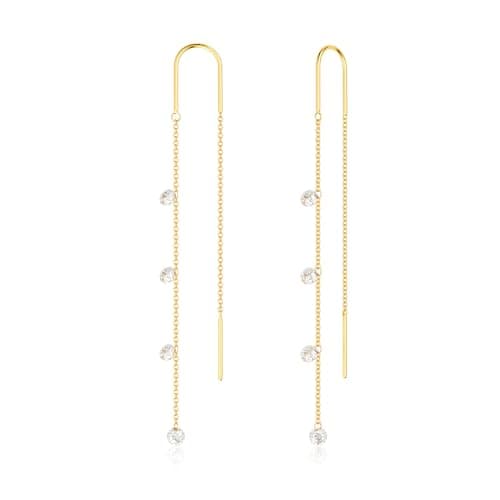 Moodear Dangle Earrings for Women - Trendy 14K Gold Plated Long Chain Earring Non Tarnish Hypoallergenic CZ Drop Earring Dainty Jewelry - Image 1