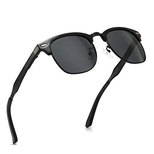 SUNGAIT Classic Half Frame Retro Sunglasses for Women Men with Polarized Lens (Black Frame Gray Lens) - Image 1