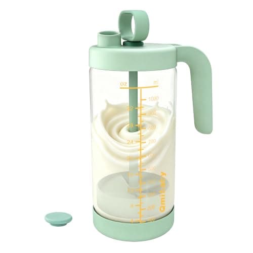 32oz Borosilicate Glass Formula Mixing Pitcher, BPA-Free Leakproof Breastmilk Fridge Storage Container, Wide Mouth Baby Feeding Pitcher, Heat & Cold Resistant Baby Essential, Green - Image 1