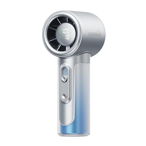 CHEERAIR Handheld Portable Fan, Adjustable Speed Powerful Mini Personal Fan, Rechargeable 5000mAh Battery Up to 18 Hours Runtime, Pocket Turbo Fan with Smart LED Display for Travel, Office, Outdoor - Image 1