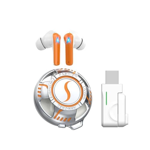Wireless Bluetooth 5.3 Earbuds Active Noise Canceling Glow Headphones 2.4G Metal Outdoor Wireless Earbuds, 13mm Drivers for Deep Bass, 1H Fast Charging, 5H Play, Fit for Daily, Travel & Sports(Orange) - Image 1