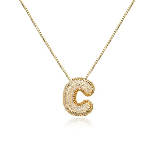 Cicy Bell Initial Necklace for Women 18k Gold Plated Cubic Zirconia Luxurious Personalized Dainty Letter Pendant Necklace Birthday Gifts - Image 1