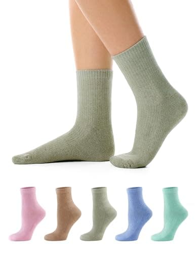 CS CELERSPORT Mini Crew Ankle Socks, Cotton Cushioned Running Athletic Causal Socks, Soft Comfortable for Women and Men 5 Pack, Mix Color 2, Small - Image 1