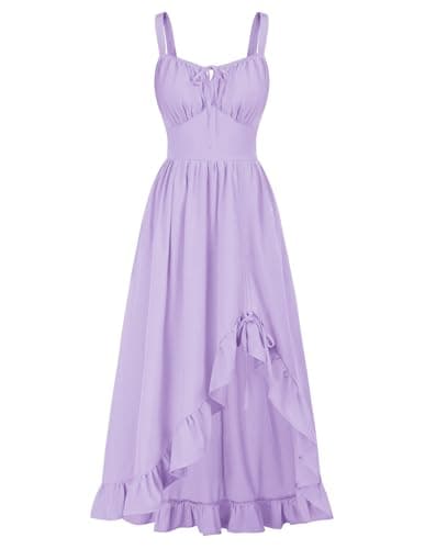 Scarlet Darkness Renaissance Dress Women Summer Corset Dress Flowy Sleeveless Milkmaid Vacation Sundress with Pockets Light Purple S - Image 1