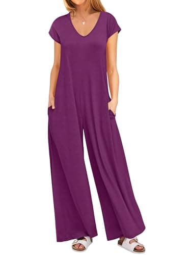 ANRABESS Jumpsuits for Women 2026 Summer Casual Loose Cap Sleeve Crewneck Wide Leg Rompers Jumper One Piece Beach Outfits