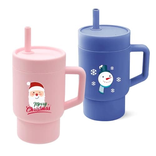 DLOCCOLD Silicone Straw Cup, Adorable Miniature Tumbler with Spill Proof Straw Handle, Tumbler Cup, 10oz, Easy to Clean - Image 1