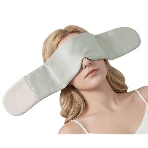 SilkCielo Weighted Sleep Mask Hot Cold Compress Eye Mask Pressure Relief Eye Pillow Ease Migraine Eye Fatigue for Night Sleep Travel - Gray - Image 1