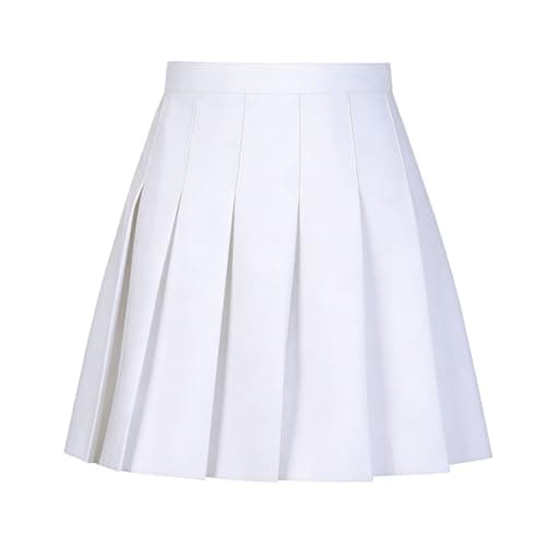 Yewsea White Pleated Skirt for Girl Tennis Skirt A-Line School Uniform Kids Skater Skirts with Lining Shorts Size 10