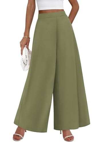 KIRUNDO Palazzo Pants for Women Dressy 2026 Spring Slacks Wide Leg High Waisted Business Casual Work Trousers with Pockets(Sage Green, XX-Large) - Image 1