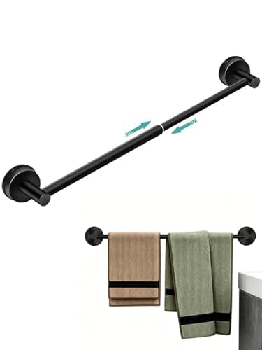 14.6 to 24 Inches No Drill Suction Cup Towel Bar for Shower Glass Door & Tile Wall, Stainless Steel Wall Mounted Towel Rack,Removable Bathroom Organizers & Storage for Renters Apartment (Matte Black) - Image 1