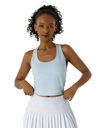 Women's Cropped Bra Top - Built-in Removable Cups, Perforated Back Panel, Moisture-Wicking 4-Way Stretch Fabric - Image 1