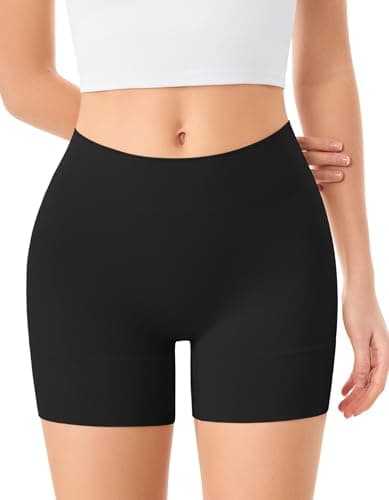 ForeverShaper Slip Shorts for Under Dresses Women, Seamless Anti Chafe Underwear Shapewear Thigh Cooling Biker Short Panties Black - Image 1