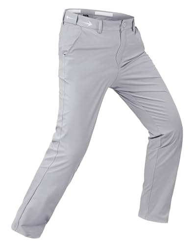 Rapoo Golf Pants Men Clasic Casual Work Stretch Elastic Waist Relaxed Slim Fit Mens Dress Pants 30" Quick Dry Lightweight Waterproof Slacks Business Trousers Grey,28Wx30L - Image 1