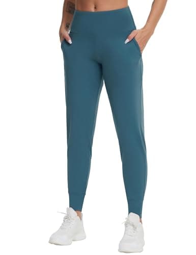 THE GYM PEOPLE Womens Joggers Pants with Pockets Athletic Leggings Tapered Lounge Pants for Workout, Yoga, Running, Training Green Blue