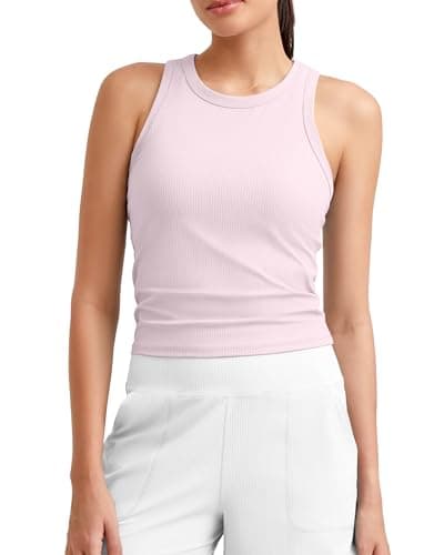 G4Free Women's Gym Tank Tops Yoga Athletic Racerback Skin Friendly Stretchy Slim Fit for Pilates Running Daily Workout (Blush,XL) - Image 1