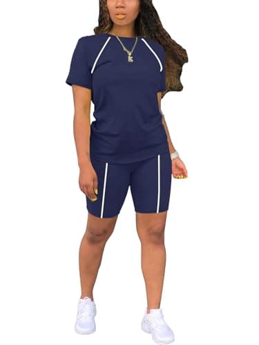 STOLKISS Women's 2 Piece Outfits Summer Casual Short Sleeve T-Shirt and Short Jogger Tracksuits Sets - Image 1