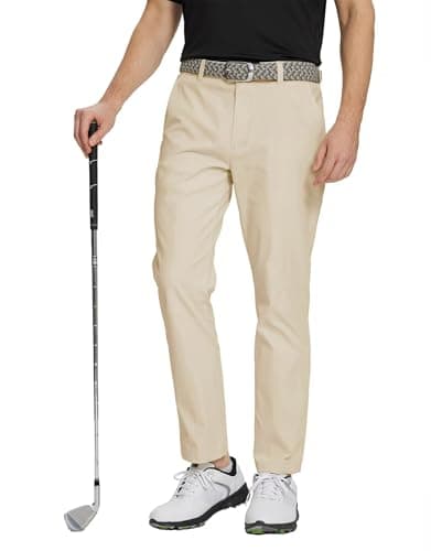 M MAELREG Golf Pants Men Casual Slim Fit -30"/32"/34" Stretch 5 Pockets Business Water-Resistant Mens Dress Pants Light Khaki - Image 1