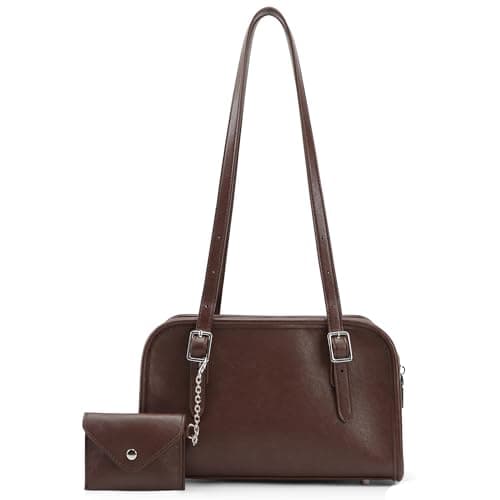 Goinsound Swing Zip Shoulder Bag Handbags for Women Shoulder Bag for Women Swing Purses with Adjustable Strap Brown - Image 1