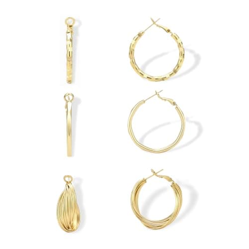 3 Pairs Huggie Hoop Earrings Set for Women, Hypoallergenic 14K Gold Plated Hoops Stacks for Multiple Piercings, Lightweight Cartilage Studs Trendy Jewelry Gift - Image 1