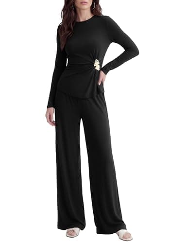 BTFBM Casual Lounge Sets Fall Outfits For Women 2026 Two Piece Set Fashion Clothing Airport Outfit Vacation(Black,Medium) - Image 1