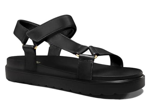 Coutgo Womens Platform Sandals Comfortable Open Toe Adjustable Strap Summer Vacation Shoes, Black, Size 8.5 - Image 1