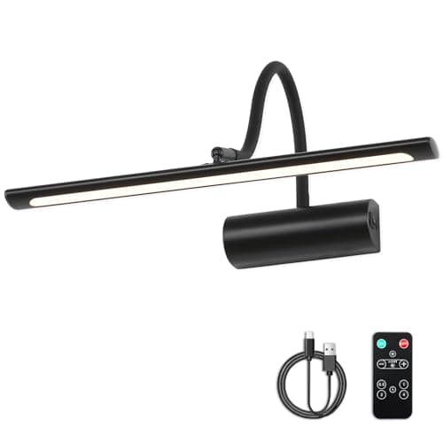 JOOSENLUX 16" Dimmable Picture Light, LED, Battery Operated, Wireless, Adjustable Arm, Remote Controlled, Rechargeable, Wall-Mounted, Modern & Stylish - Ideal for Gallery, Library, and Photo Display - Image 1