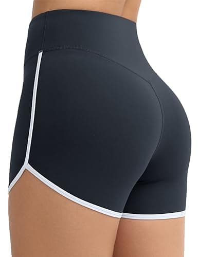 THE GYM PEOPLE Women's High Waist Workout Shorts Breathable Dolphin Split Elastic Lounge Yoga Shorts - Image 1