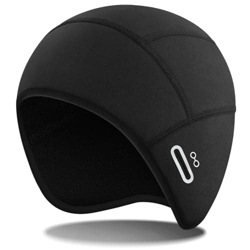 Bodvera Skull Cap Helmet Liner with Eyeglasses Holes,Ear Warm Cycling Cap,Thermal Head Cap for Men & Women in Winter. Black - Image 1