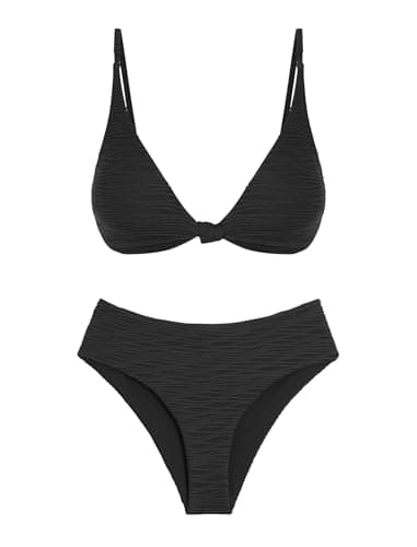 ZAFUL Black Bikini Sets Two Piece Swimsuit Knot Front Push Up Swimsuit Brazilian 2 Piece Bathing Suit 2026 Swim Suit XL - Image 1