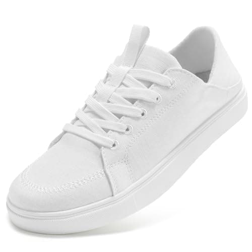 STQ White Tennis Slip on Sneakers Womens Shoes Canvas Business Casual Tennis Shoe Spring Daily Wear Travel Work Lightweight Comfortable White Size 7 - Image 1