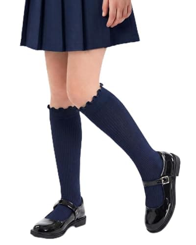 3 Pairs Girls Knee High Socks School Uniform Daily Wear 4-14Y Cotton Sock - Image 1