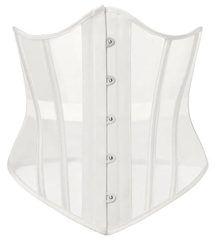 Scarlet Darkness Corset Belt for Women Renaissance Boned Underbust Corset Mesh Wide Waist Belt White Size 14 - Image 1